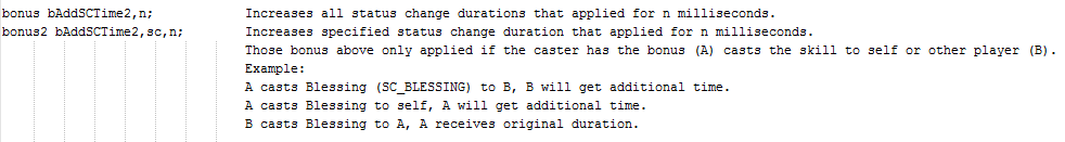 bAddSCTime2 - Gives bonus effect duration based on caster